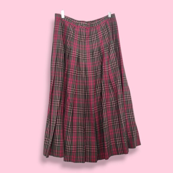 Pendleton vintage 80's USA made pink grey plaid 2 pc set jacket skirt 12/14 - Picture 7 of 8